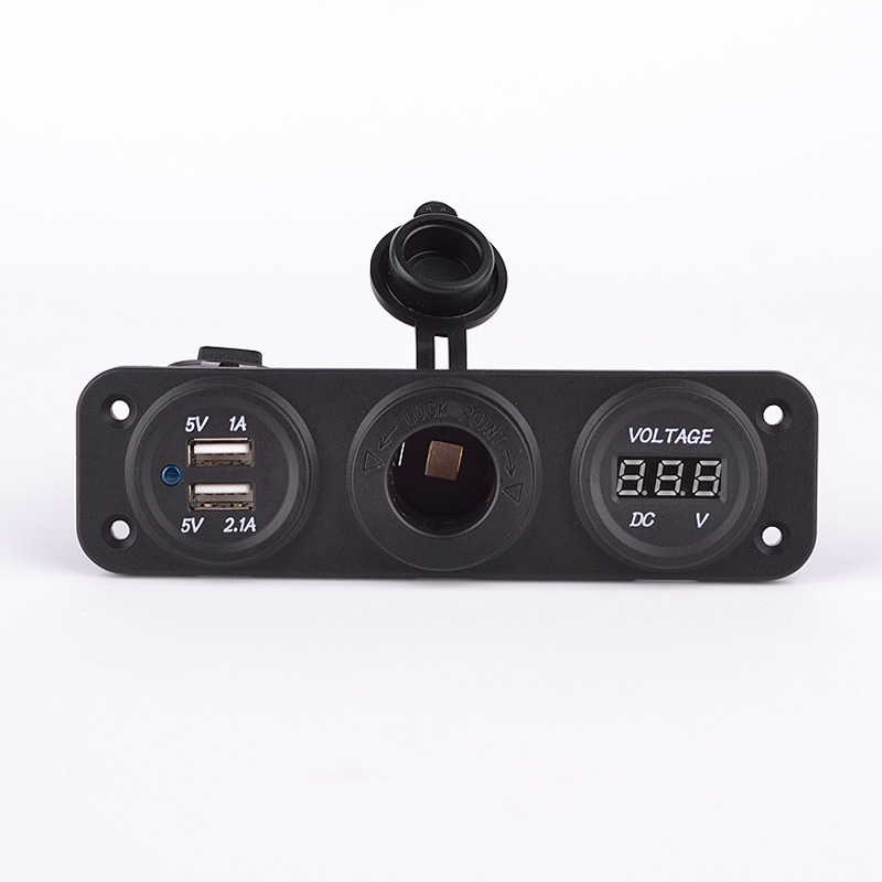 Built-in USB Adapter 3-in-1 2xUSB 5V-2,1A&1A/Voltmeter/Lighter plug/Input 12V-24V