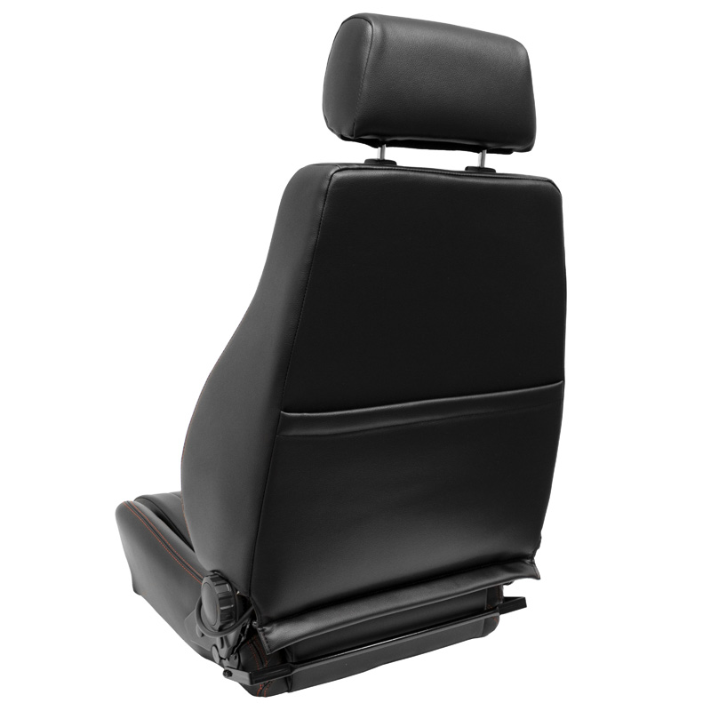 Sport seat 'Retro II' - Black Synthetic leather + Red stitching - Dual-side reclinable back-rest - incl. slides