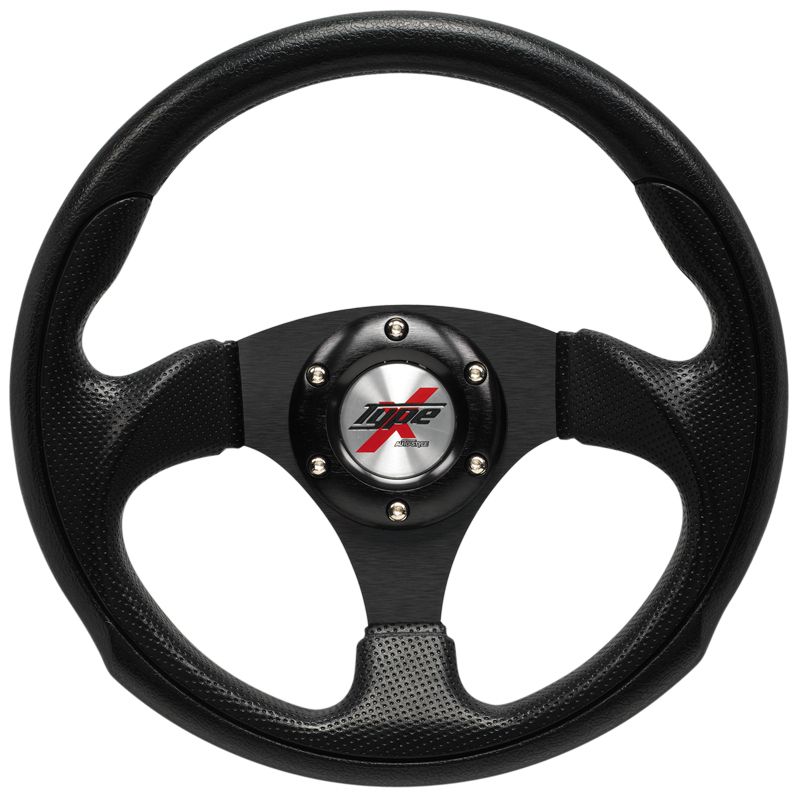 Universal steering wheel 'Eruption' - Ø295mm - Black PU-leather + Black spokes