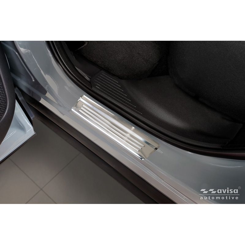 Avisa Silver Inox door sill protectors  Nissan Qashqai III 2021-2024 & Facelift 2024- - 'Lines' - 4-pieces