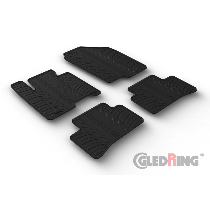 Rubber car mats set  Hyundai Tucson (NX4E) 48V Mild Hybrid 2020- excl. Full Hybrid (T profile 4-pieces + mounting clips)