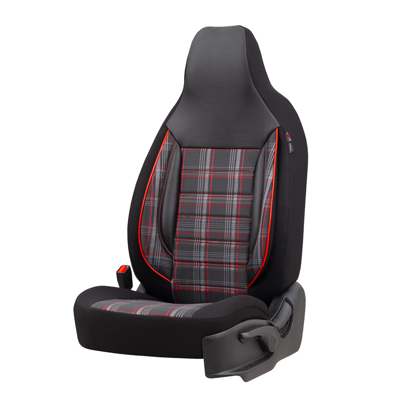 Universal Fabric 'CityBug' Seat cover set 'Sports' Black/Grey/Red - 9-pieces -  Side-Airbags