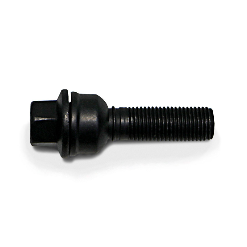 H&R Wheel bolt Round-Head with movable cone R14 M14x1.50 - Length 38mm - Black (e.g.  Audi Q3, Q5)