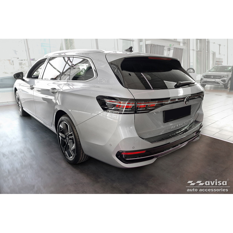 Black Inox door sill protectors  Volkswagen Passat Variant (CJ5) incl. R-Line & Hybrid 2024- / Skoda Superb IV Combi 2024- - 'Lines' - 4-pieces