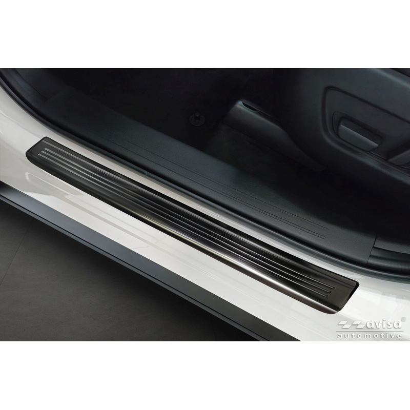 Avisa Black Inox door sill protectors  Mazda CX-80 (KL) 2024- - 'Lines' - 4-pieces