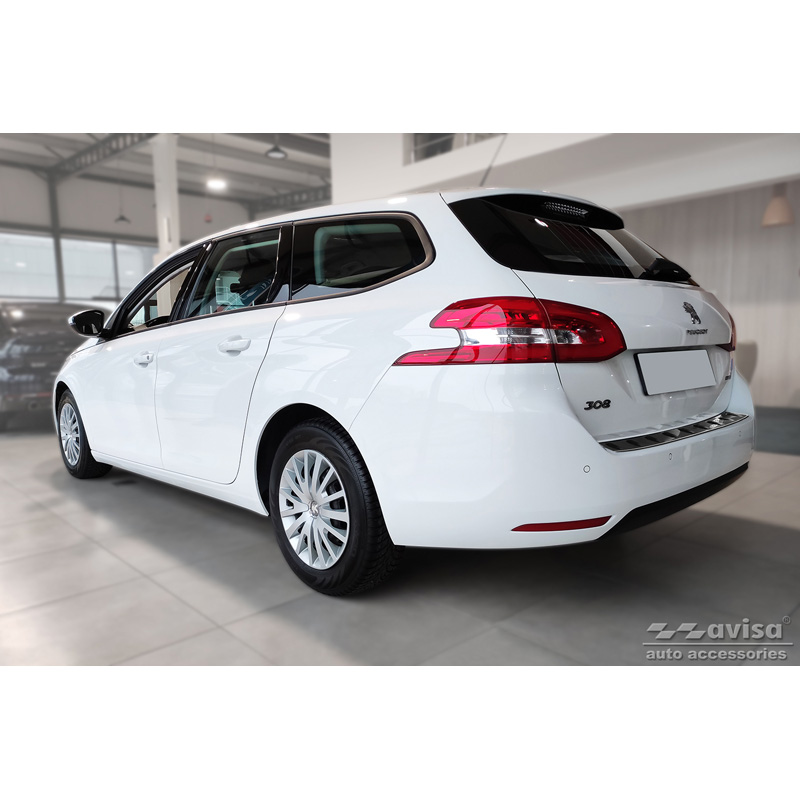 Black Stainless Steel Rear bumper protector  Peugeot 308 SW II 2013-2017 & Facelift 2017-2021 'STRONG EDITION'