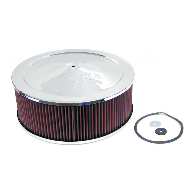 K&N Round Air Filter Assembly - 130mm flange, 356mm diameter, 130mm height, 22mm drop base (60-1450)