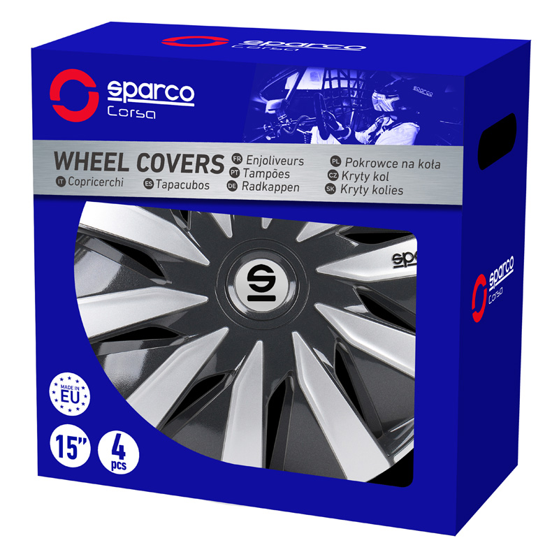 Sparco Wheel Covers Lazio - 15-inch - Grey/Silver - Set of 4 pieces