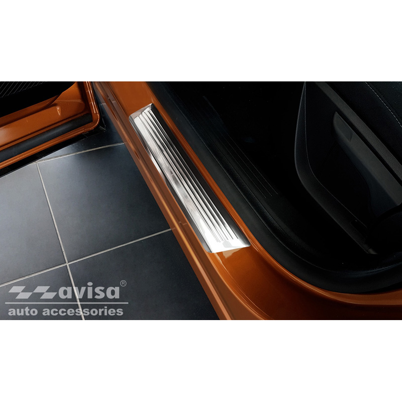 Stainless Steel Door sill protectors  Renault Captur II 2020- 'Lines' - 4-pieces