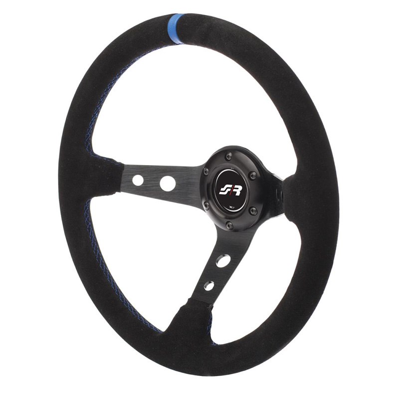 Simoni Racing Universal Steering Wheel Shakedown - Black Suede/Blue - Diameter 350mm