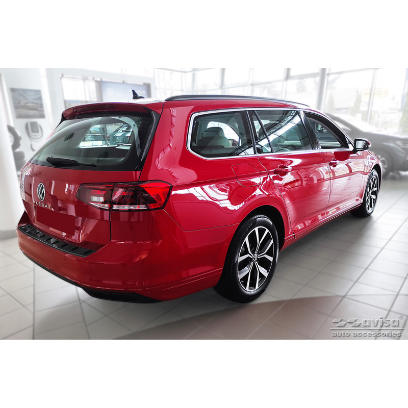 Black Stainless Steel Rear bumper protector  Volkswagen Passat Variant 2014-2019 & Facelift 2019-2023 (incl. R-Line/Alltrack) 'STRONG EDITION'