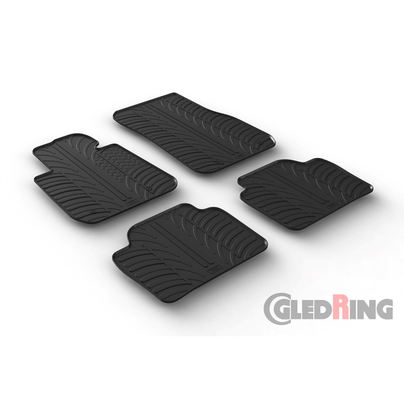 Rubber car mats set  BMW 3 Series F30/F31 2012-2019 (T profile 4-pieces + mounting clips)