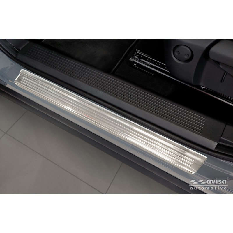 Avisa Silver Inox door sill protectors  Nissan Qashqai III 2021-2024 & Facelift 2024- - 'Lines' - 4-pieces