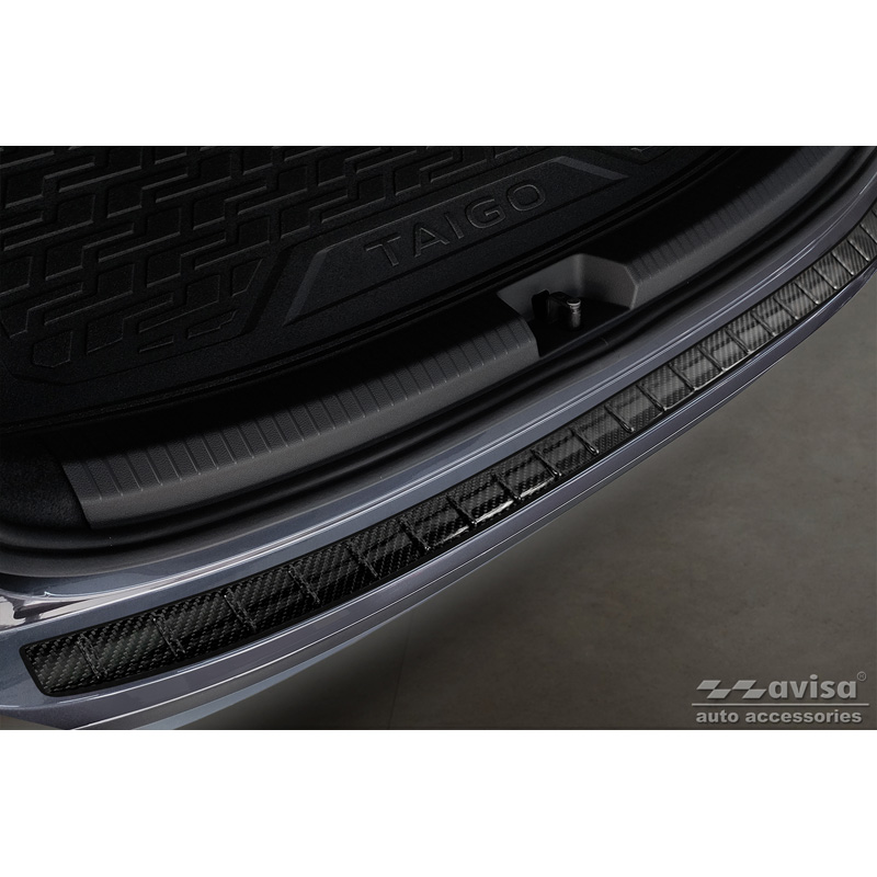 Real 3D Carbon Rear bumper protector  Volkswagen Taigo 2021- 'Ribs'