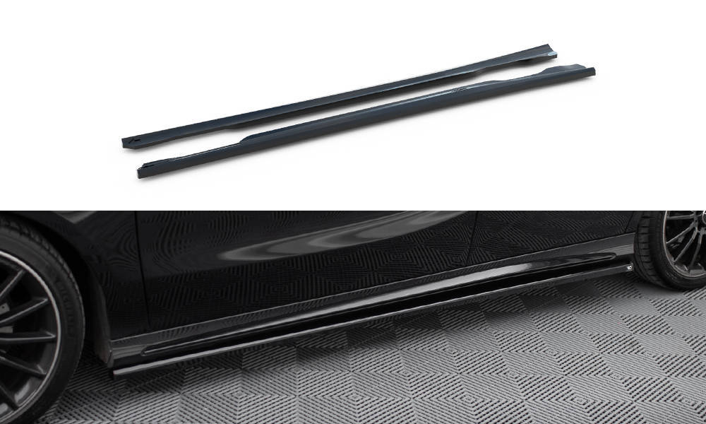 Zijskirts passend voor Mercedes A Klasse AMG Line / A45 AMG W176 Maxton Glans Zwart