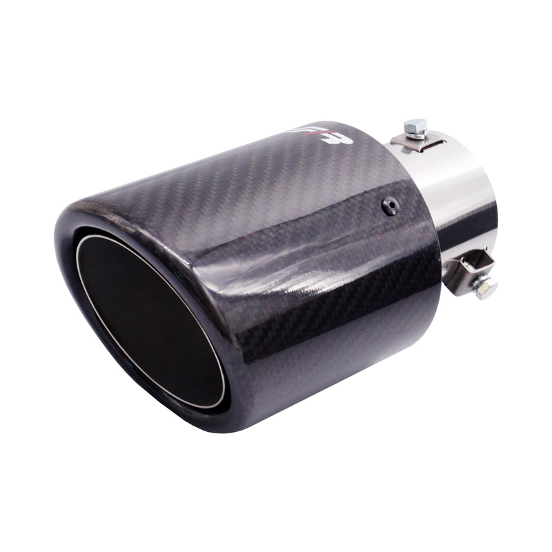 Simoni Racing Exhaust Tip Round/Slanted Shiny-Carbon+Inox - Ø102xL180mm - Installation 38-63mm