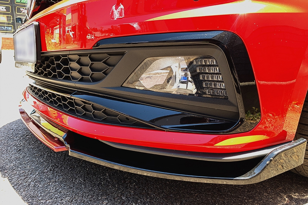 Voorspoiler passend voor VW Polo Glans Zwart/Rood