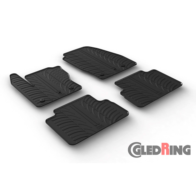 Rubber car mats set  Ford C-Max 2015- (T profile 4-pieces + mounting clips)