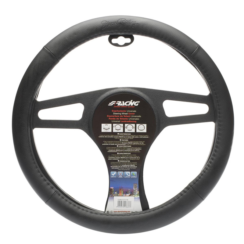 Simoni Racing Steering Wheel Cover Trophy 1 - Black Ecoleather - 37-39cm