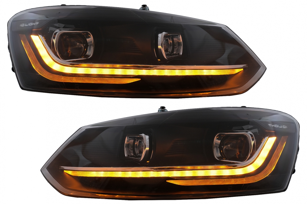 Headlights VW Polo 6R / 6C LED Light Bar Devil Eye Look