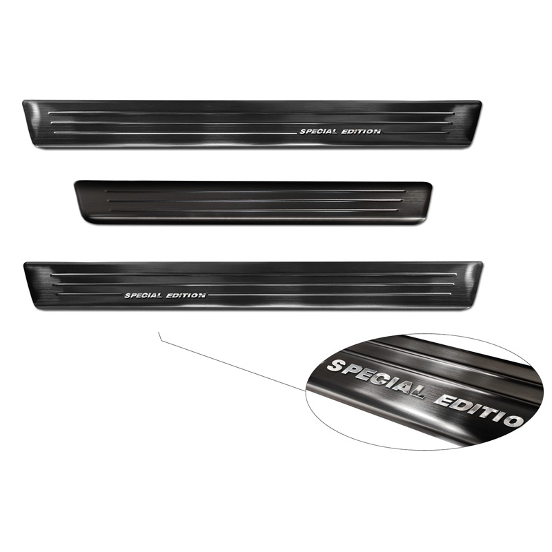 Black Stainless Steel Door sill protectors  Renault Kangoo III Furgon & Nissan Townstar & Mercedes Citan 2021- - 'Special Edition' - 4-pieces