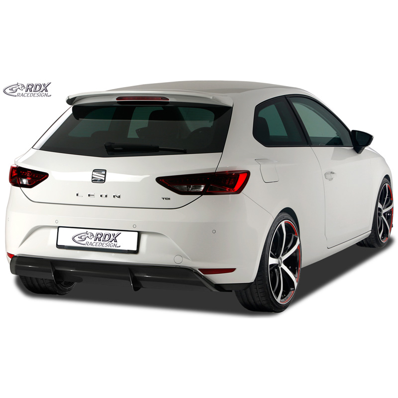 Rear bumper skirt 'Diffuser'  Seat Leon 5F SC/5-doors 2013-2017 excl. ST/FR/Cupra (ABS glossy black)