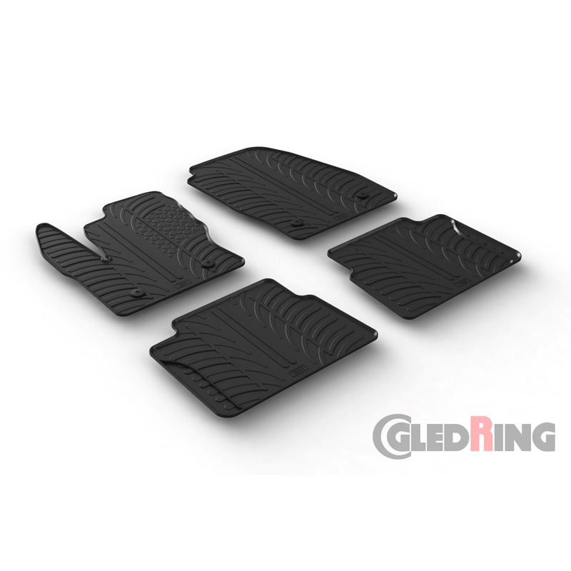 Rubber car mats set  Ford Transit Connect Kombi Furgon (L1/L2) 2014-2022 (T profile 4-pieces + mounting clips)