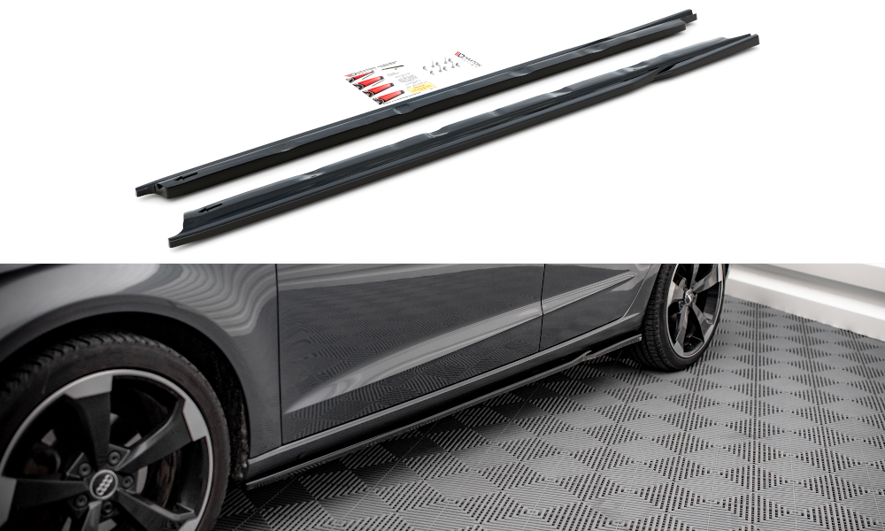 Zijskirts passend voor Audi A3 8V Sportback 13-16 Maxton Glans Zwart