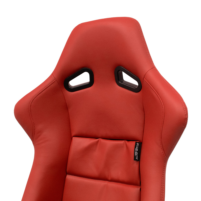 Sport seat 'BS1' - Red Synthetic leather - Non-reclinable fibreglass back-rest - incl. slides