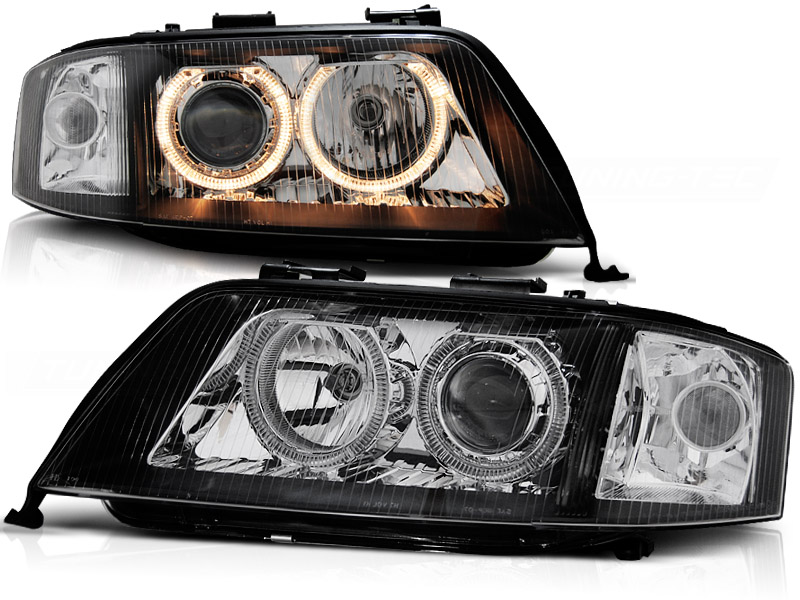 Headlights Audi A6 99-00 Angel Eyes Black for Orgineel Xenon