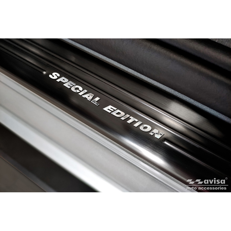 Black Inox door sill protectors  Skoda Enyaq iV 2020- - 'Special Edition' - 4-pieces