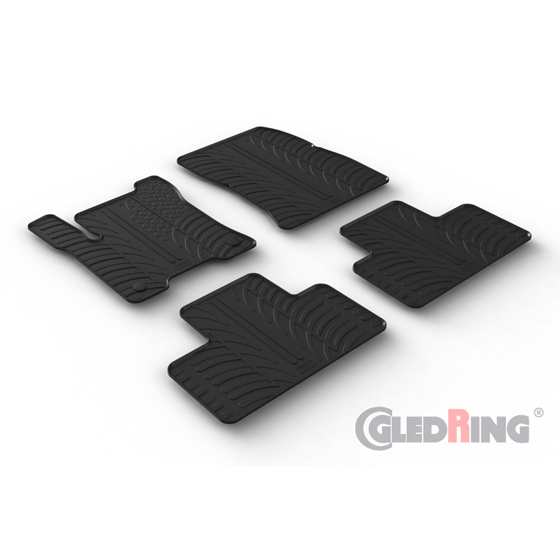 Rubber car mats set  Mercedes EQB (X243) 2021- (T profile 4-pieces + mounting clips)