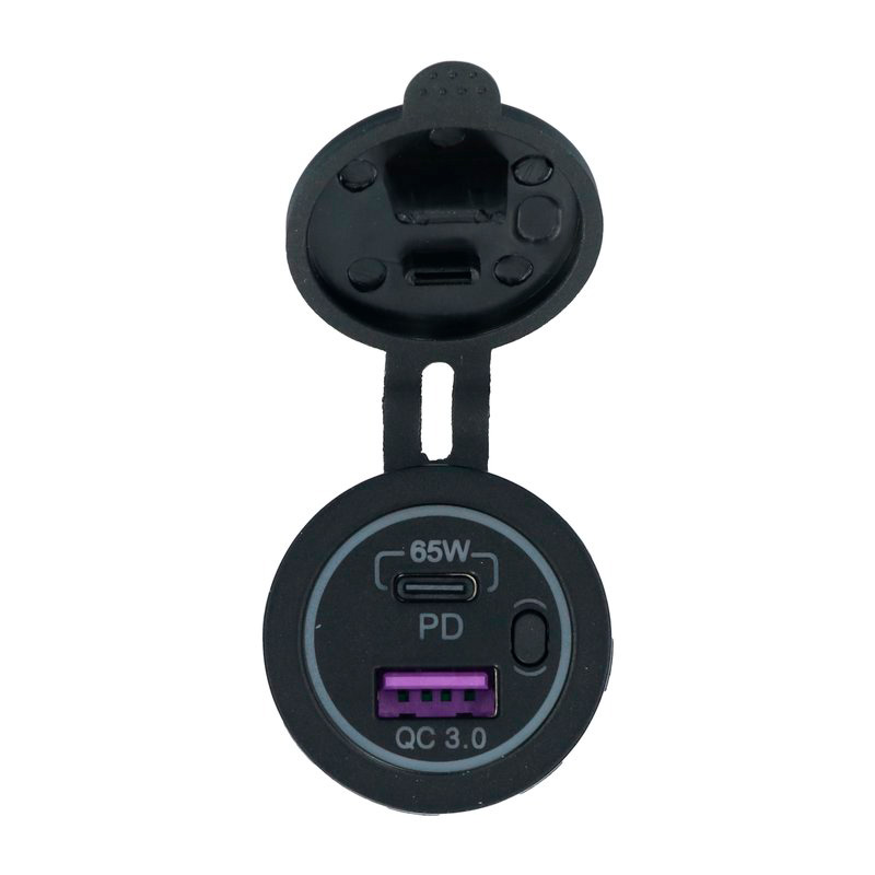 Carpoint Built-in Connector USB-A/USB-C 65W Fast Charger