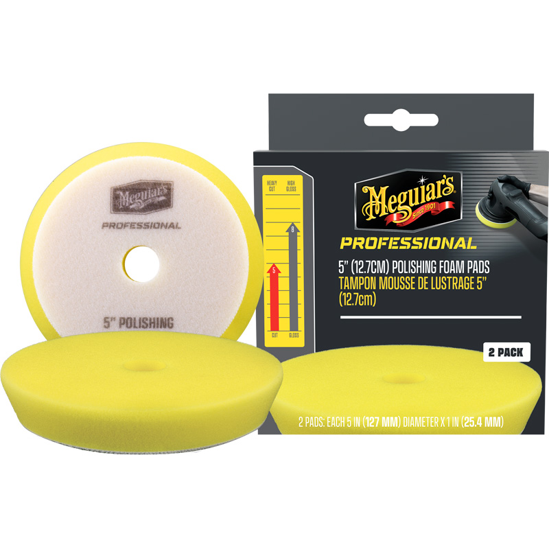 Meguiar's Professional Foam Polishing Pads - 5'' diameter x 1'' (127mm x 25.4mm) - yellow - set of 2