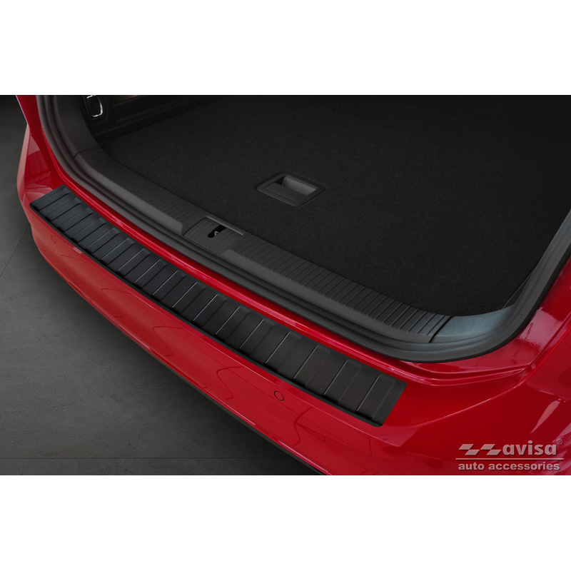 Matt Black Stainless Steel Rear bumper protector  Volkswagen Passat 3G Variant 2014-2023 'Ribs'