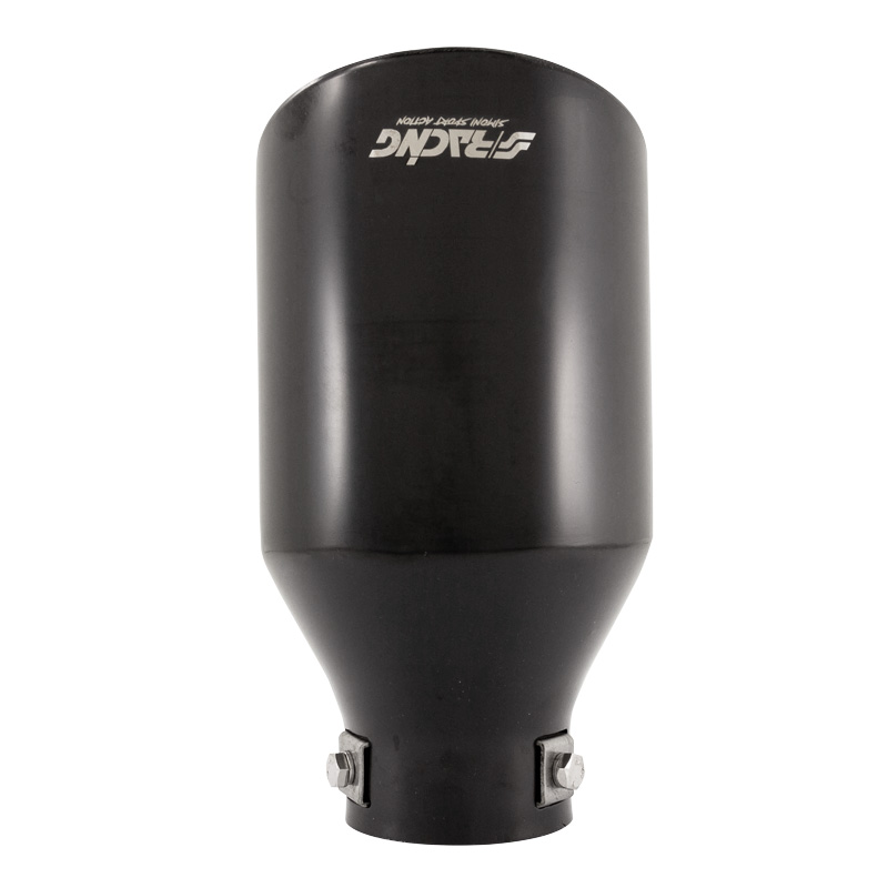 Simoni Racing Exhaust Tip Round/Slanting Inox Black - Ø115xL210mm - Installation 38-63mm