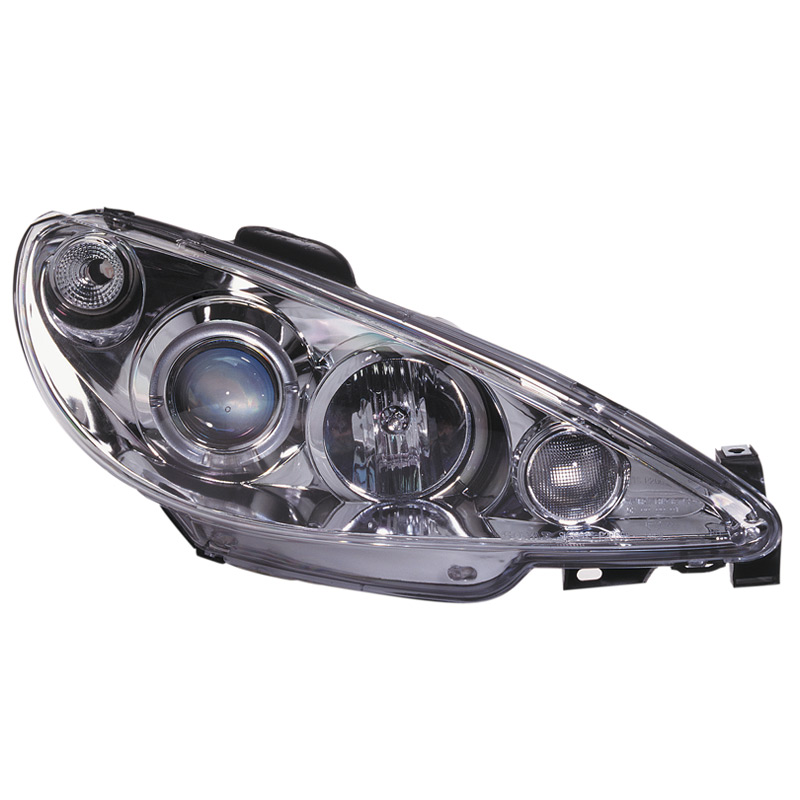 Set Headlights  Peugeot 206 2002- incl GTi 1999- - Chrome - incl. Halos