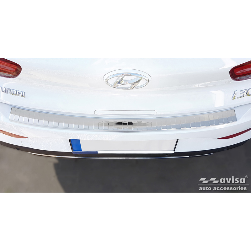 Stainless Steel Rear bumper protector  Hyundai I30 HB 5-doors FL 2020- 'Ribs'