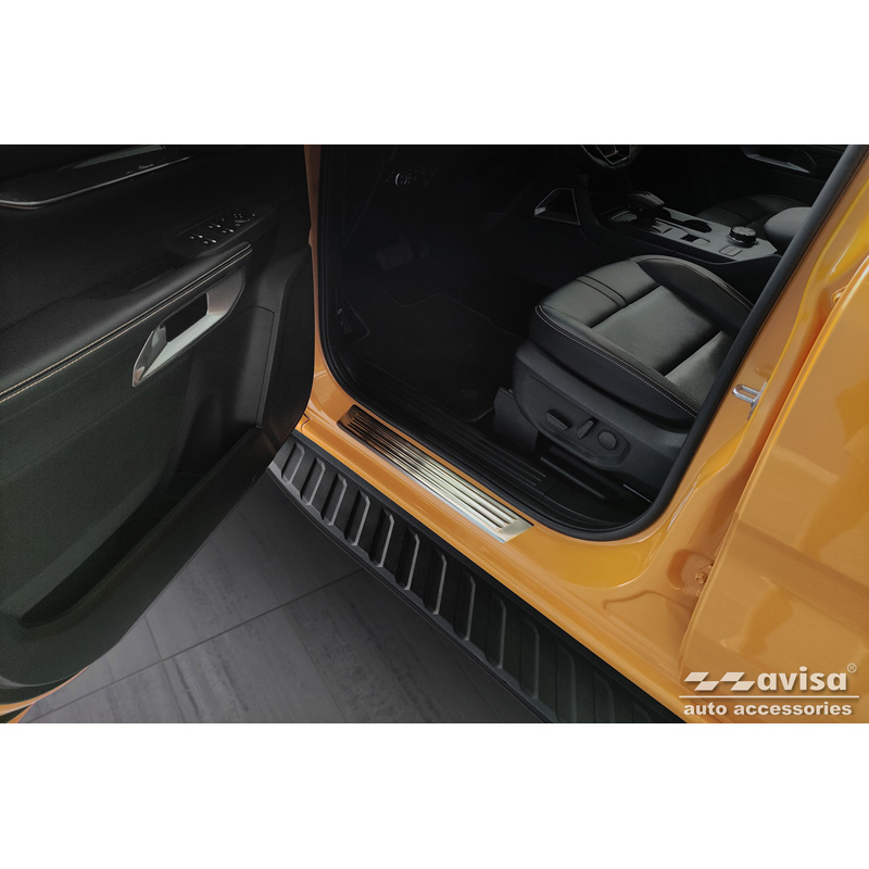 Stainless Steel Door sill protectors  Ford Ranger VI 2022- 'Lines' - 4-pieces