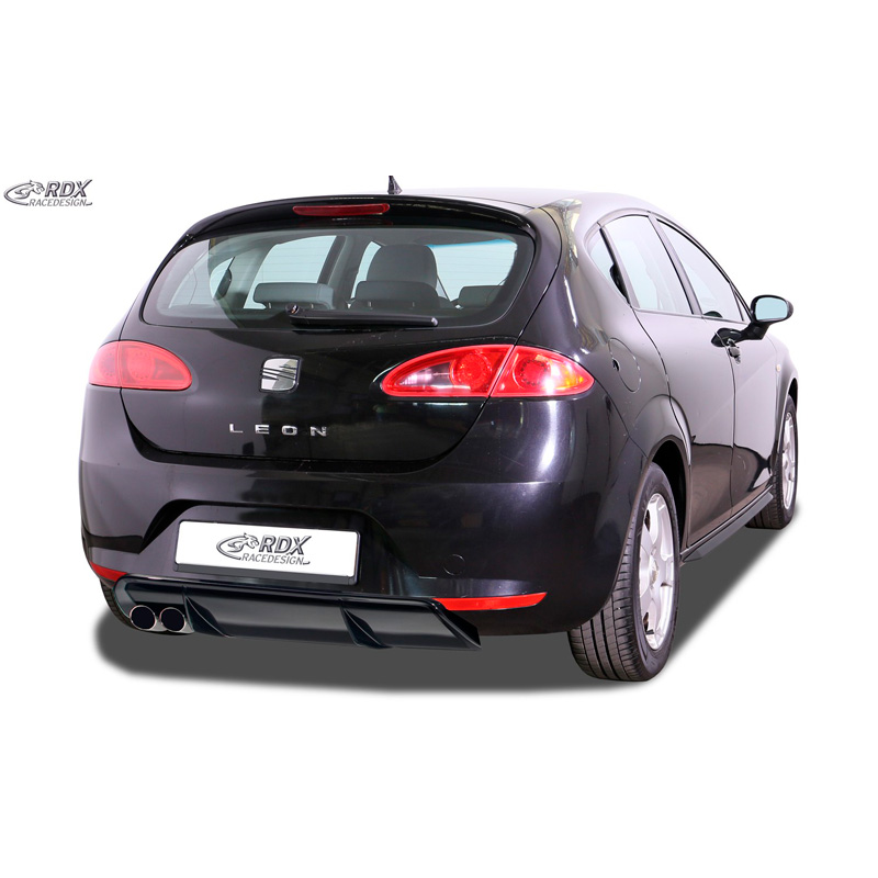 Rear bumper skirt 'Diffuser'  Seat Leon 1P 2005-2008 excl. FR/Cupra (ABS glossy black)