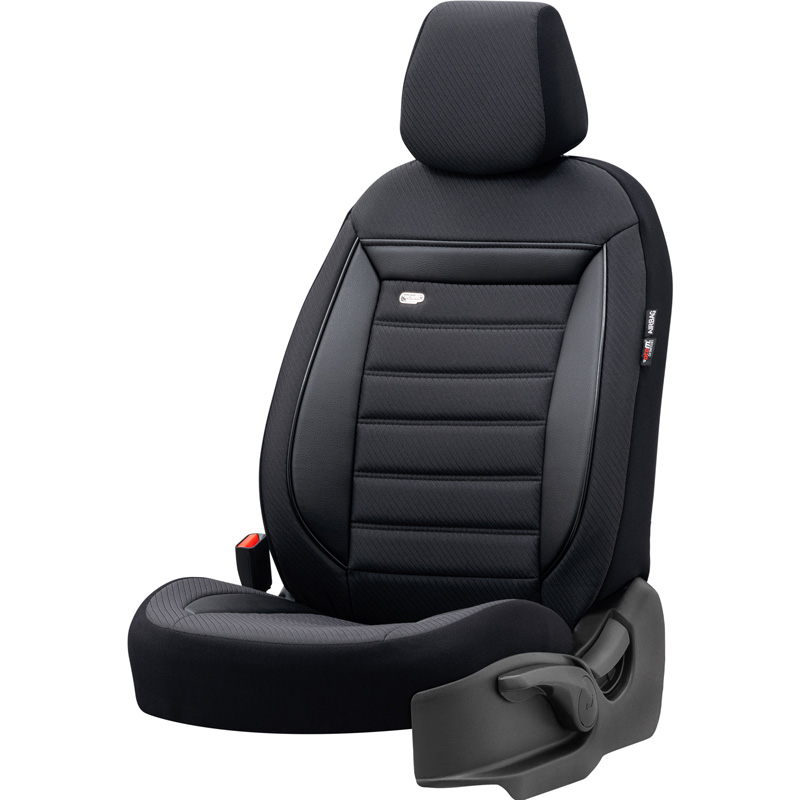 Universal Fabric Seat cover set 'Prestige' Black/Charcoal - 11-pieces -  Side-Airbags