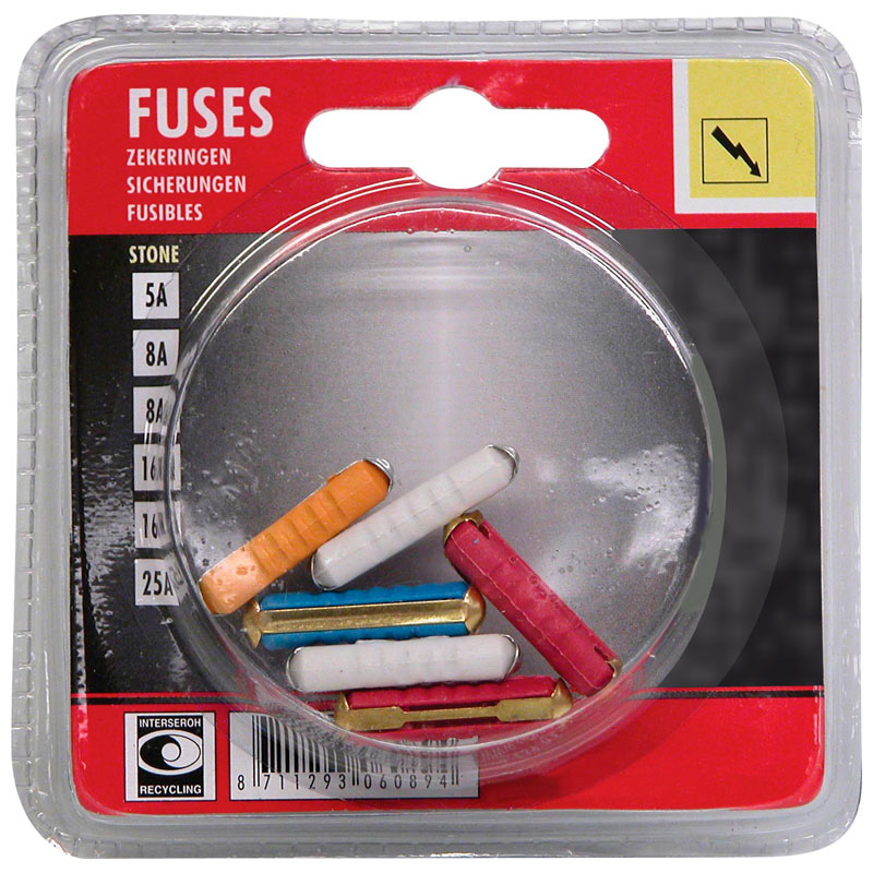 Carpoint Stone Fuse Assortment 5-25A 6-pieces