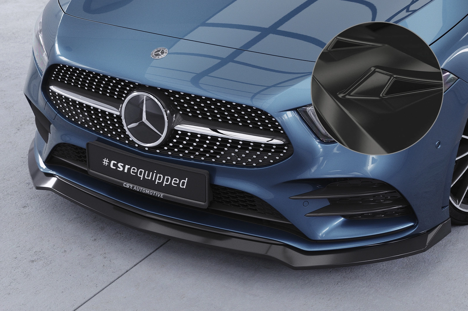 Voorspoiler passend voor Mercedes-Benz A-Klasse 177 A35 AMG / AMG-Line glans zwart 2018–2022