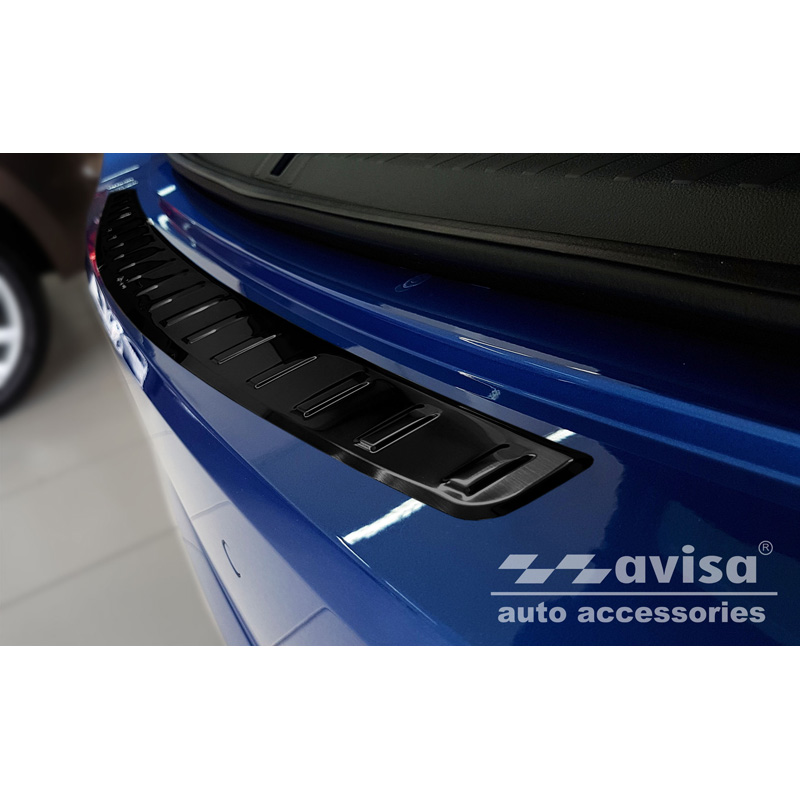 Black Stainless Steel Rear bumper protector  Skoda Octavia IV Liftback 2020-2024 & FL 2024- 'Ribs'