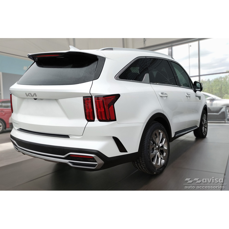 Matt Black Aluminum Rear bumper protector  Kia Sorento IV 2020- 'Riffled Plate'