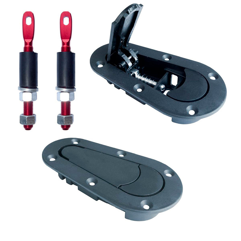 Simoni Racing Universal Bonnet Hooks Aerocatch - Black/Red - Quick Release