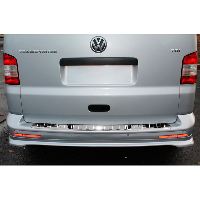 Stainless Steel Rear bumper protector  VW Transporter T5 2003-2015 (all) & T6 2015- / FL 2019- (with rear doors) 'Ribs'