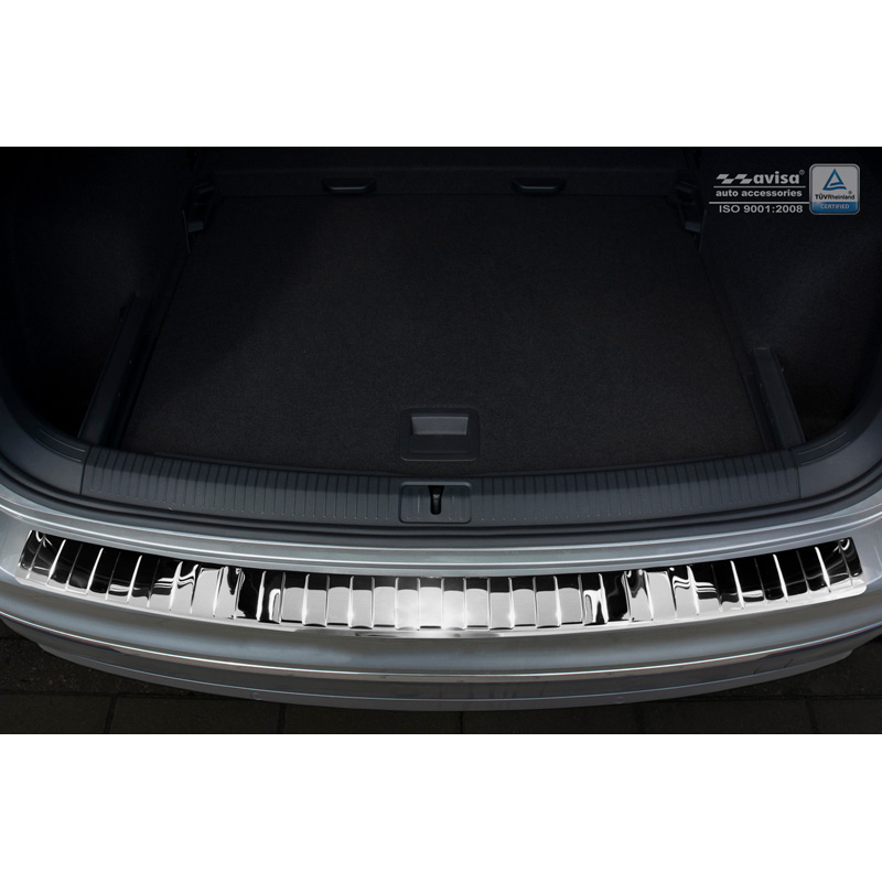 Chrome Stainless Steel Rear bumper protector  Volkswagen Tiguan II incl. Allspace & R-Line 2016-2020 & FL 2020-2024 'Ribs'
