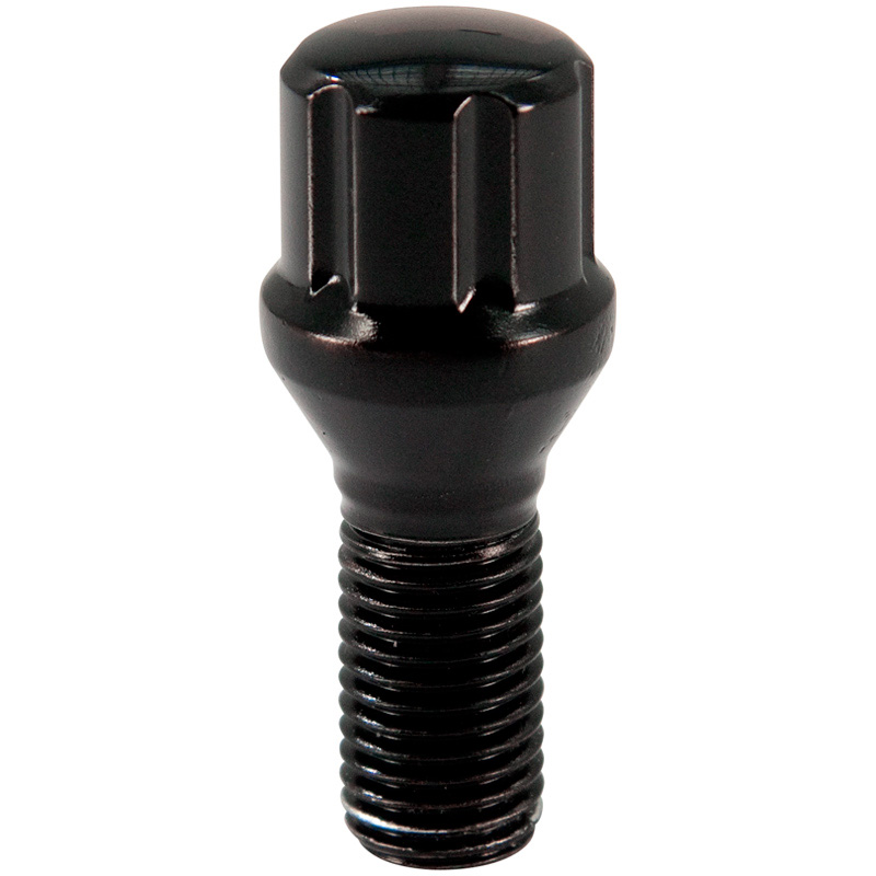 Wheel bolt M14x1.50 Black - 6-Spline - Conical - Length 32mm