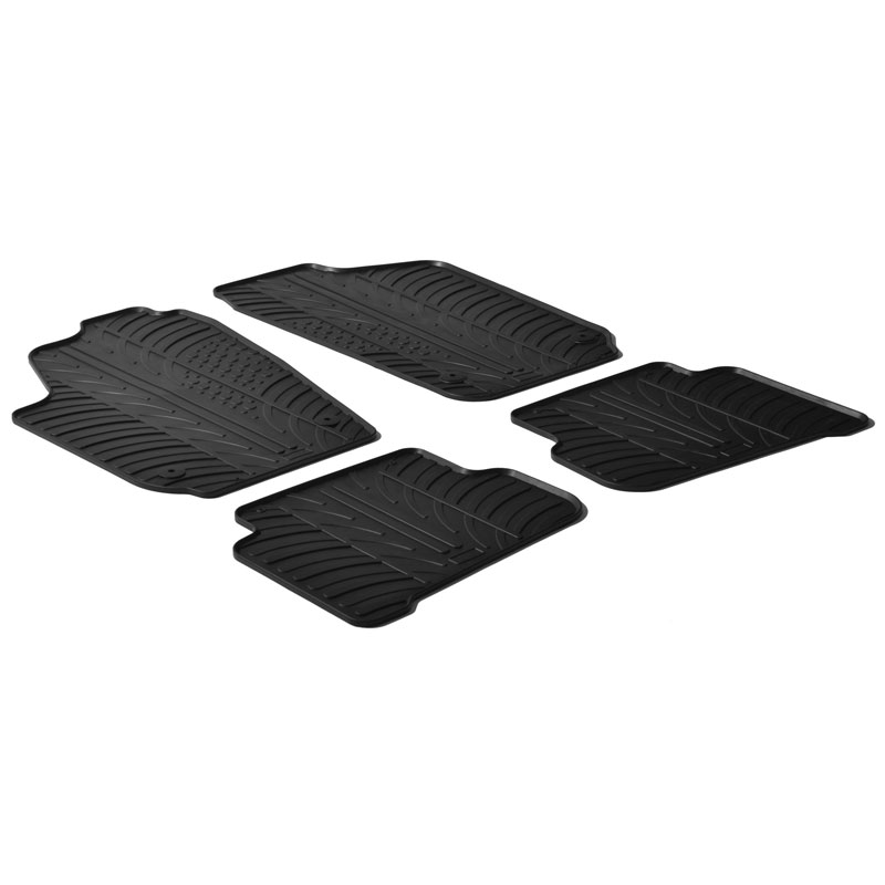 Rubber car mats set  Volkswagen Polo 6R/6C 2009-2017 (T profile 4-pieces + mounting clips)